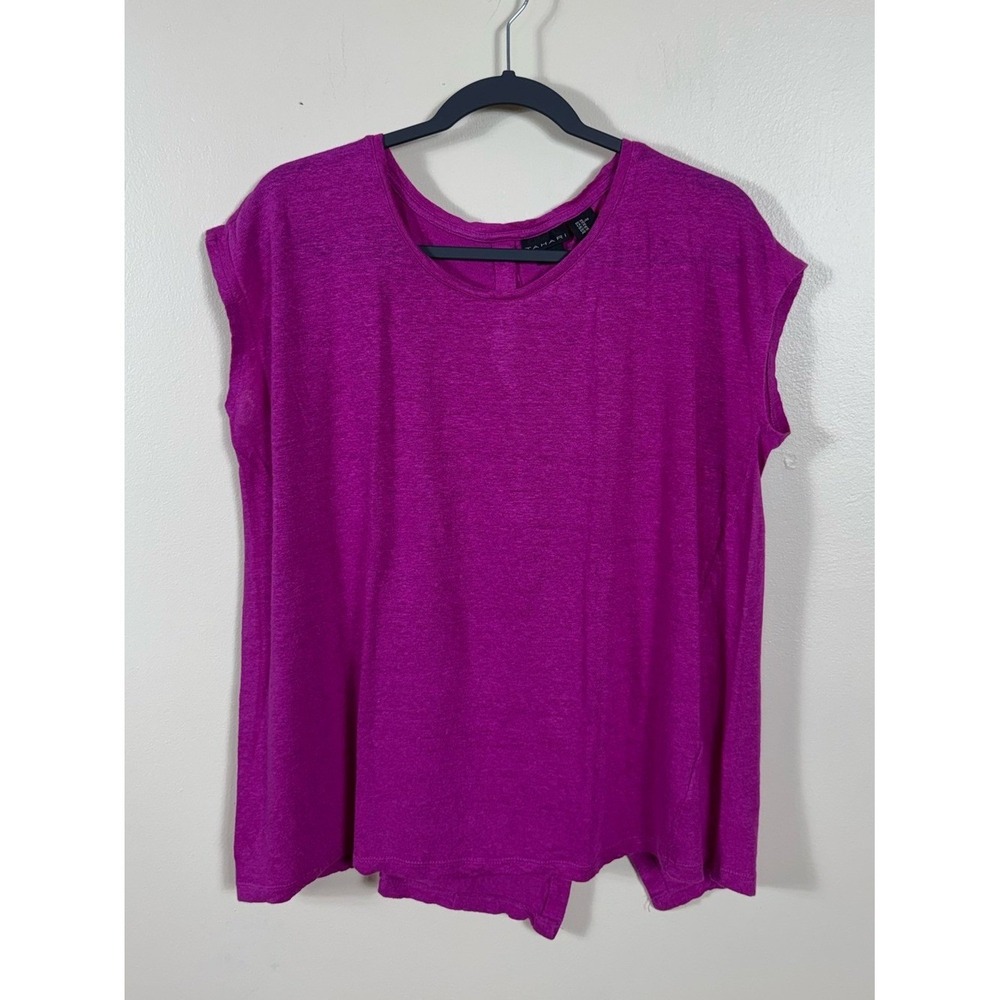 Tahari 100% Linen Blouse Top XL Beach Coastal Euro Summer Bohemian
